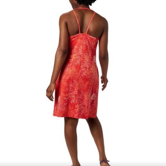 Columbia Orange Floral Omni Shade Peak To Point Knit Stretchy Dress NWOT S/P - Picture 2 of 16